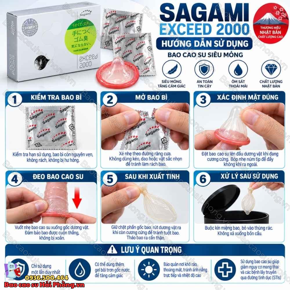 Bao cao su Sagami Exceed 2000 – Siêu mỏng, chống tuột
