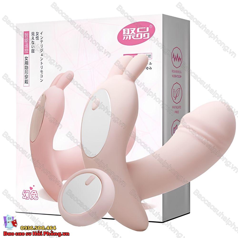 Dương vật giả chip tai thỏ – 12 chế độ rung điều khiển từ xa