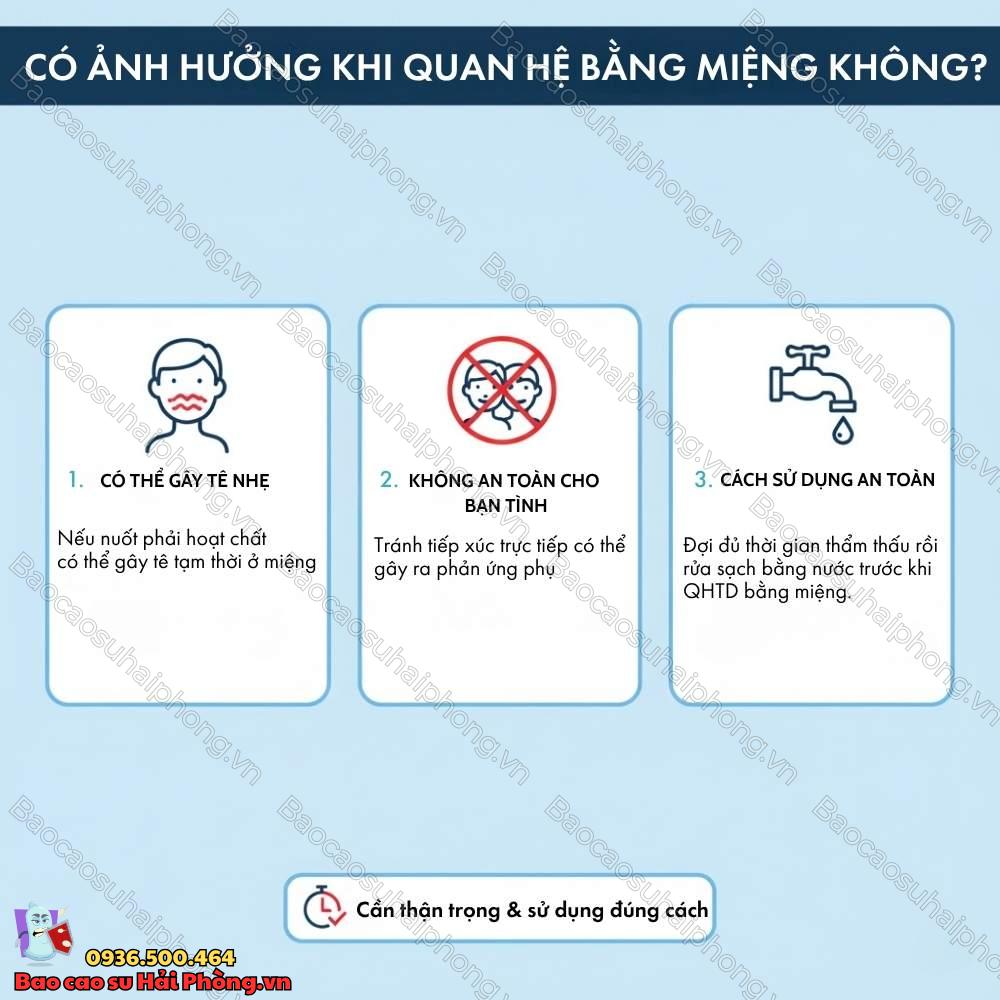 Chai xịt chống xuất tinh sớm có gây ảnh hưởng khi quan hệ bằng miệng không?
