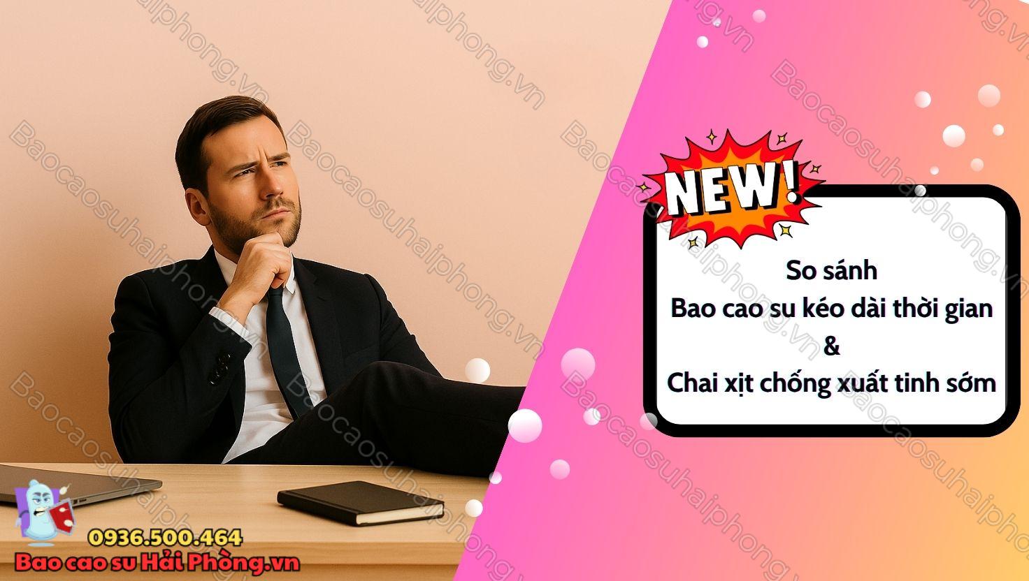 So sánh bao cao su kéo dài và chai xịt chống xuất tinh sớm