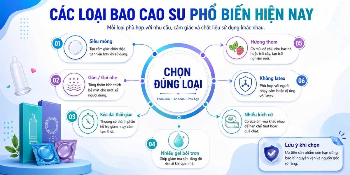 Các loại bao cao su phổ biến