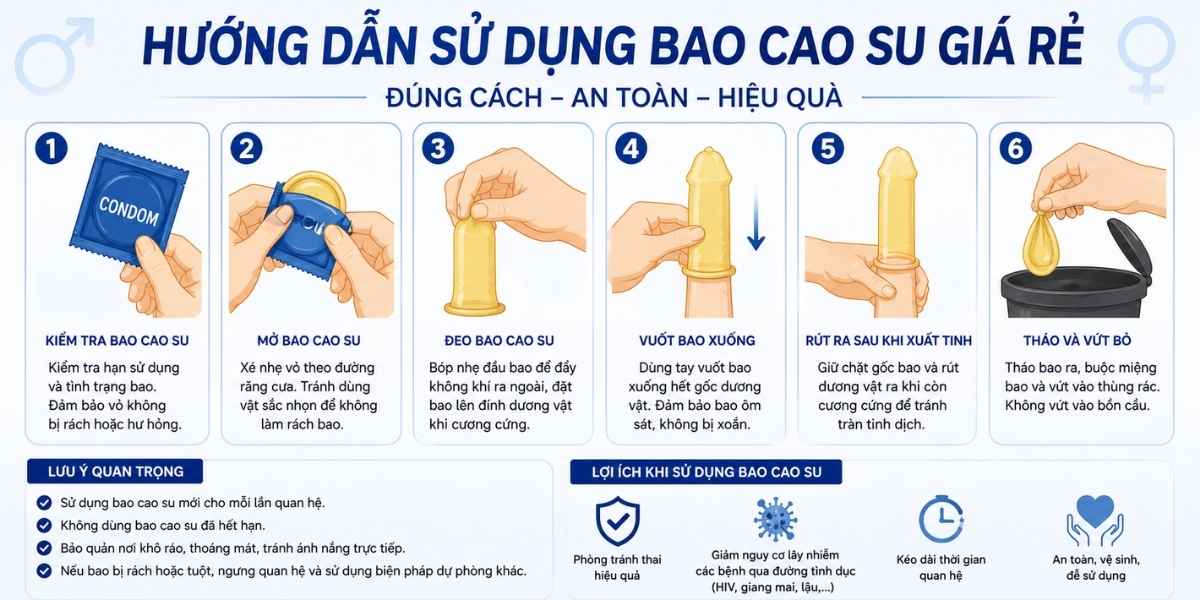 Hướng dẫn sử dụng bao cao su giá rẻ