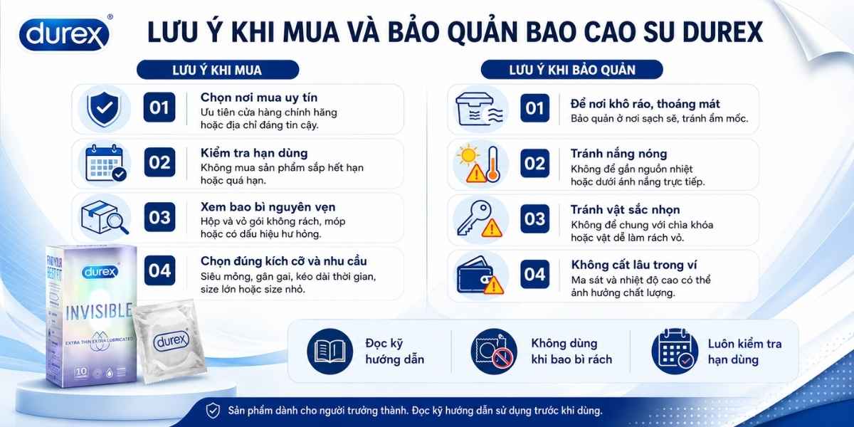 Những lưu ý khi mua và bảo quản bao cao su durex