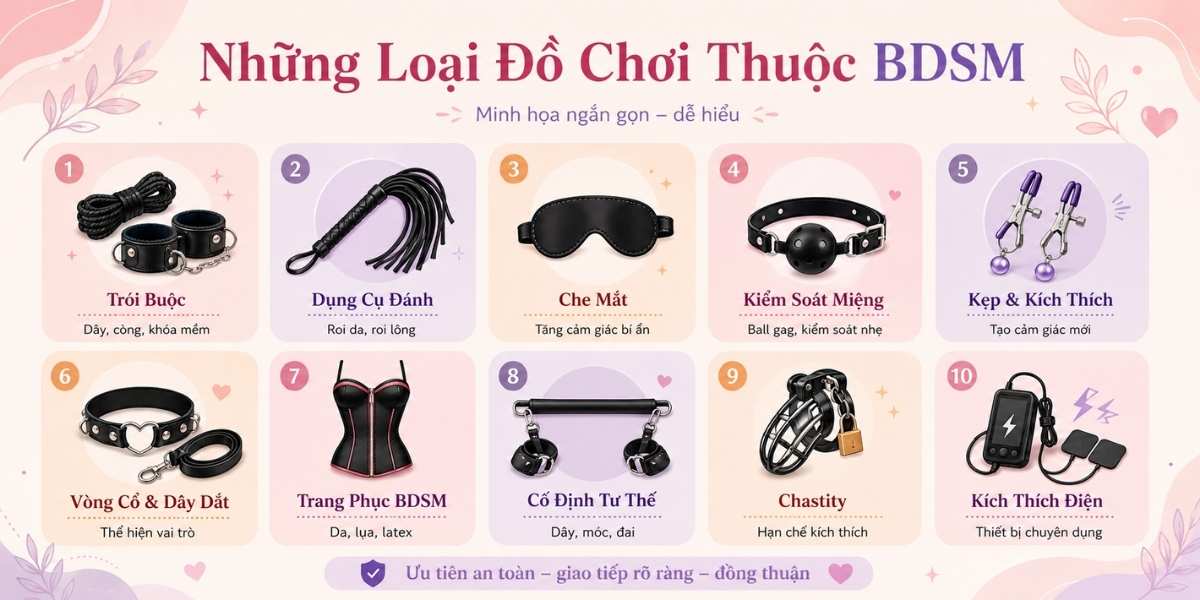 Bộ Đồ Chơi BDSM - Dụng Cụ Bạo Dâm Trói Buộc