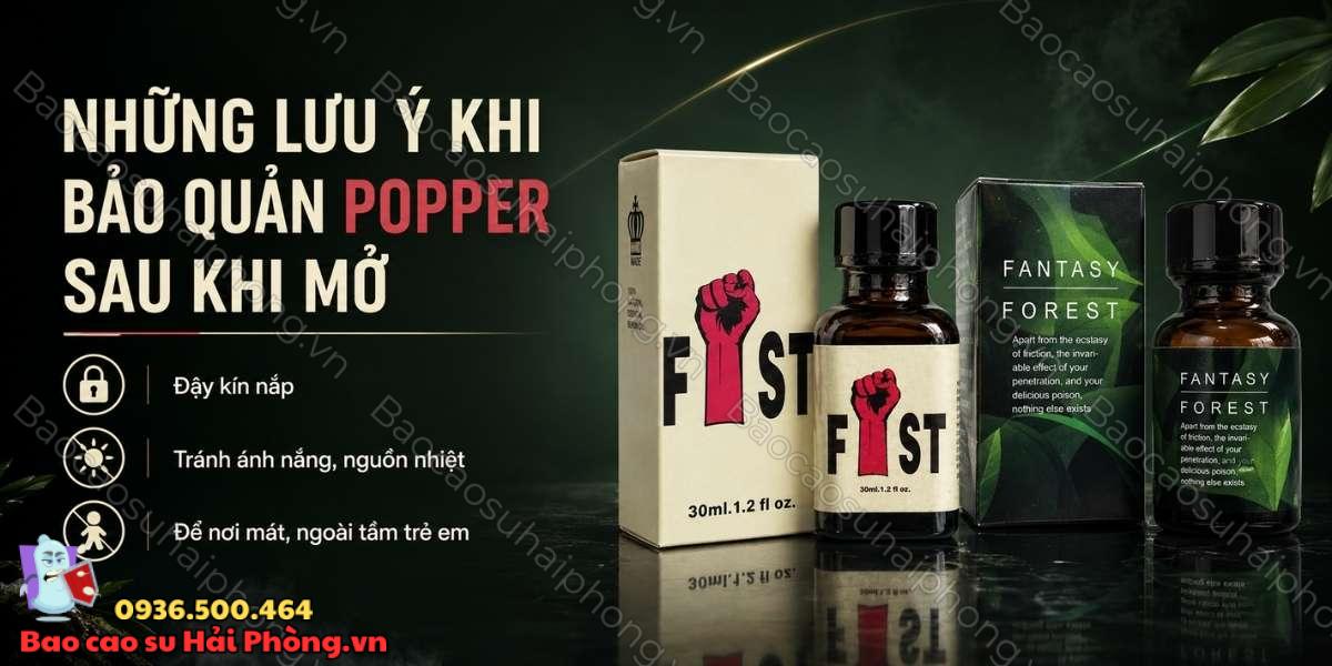 Popper mở nắp rồi bảo quản được bao lâu?