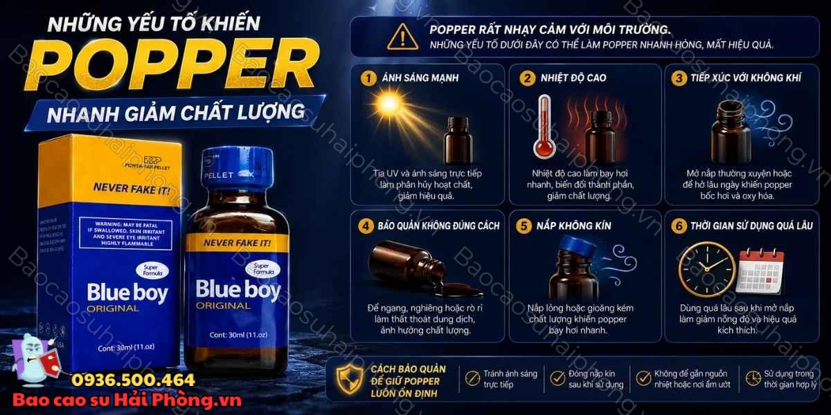 Popper mở nắp rồi bảo quản được bao lâu?