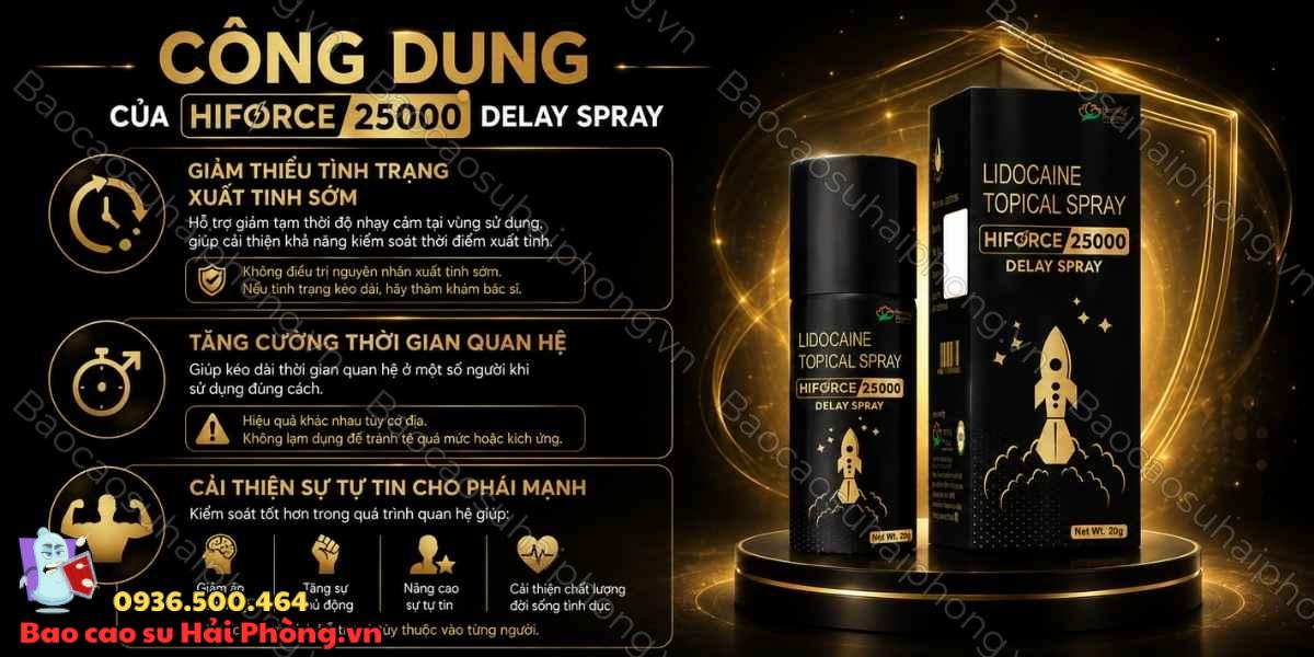 Hiforce 25000 Delay Spray - Công dụng, cách dùng và lưu ý