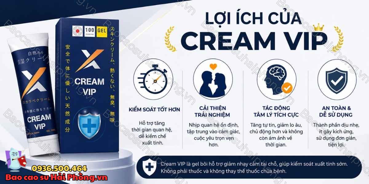 Gel bôi chống xuất tinh sớm Cream Vip là gì? - Công dụng chi tiết