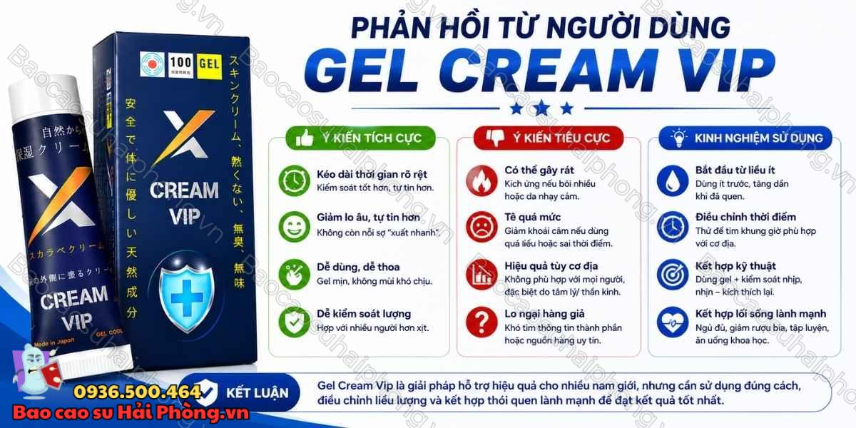 Gel bôi chống xuất tinh sớm Cream Vip có an toàn không?