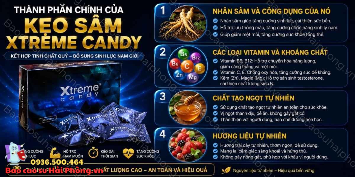 Thành Phần Kẹo Sâm Xtreme Candy Có Gì Nổi Bật Đáng Chú Ý?