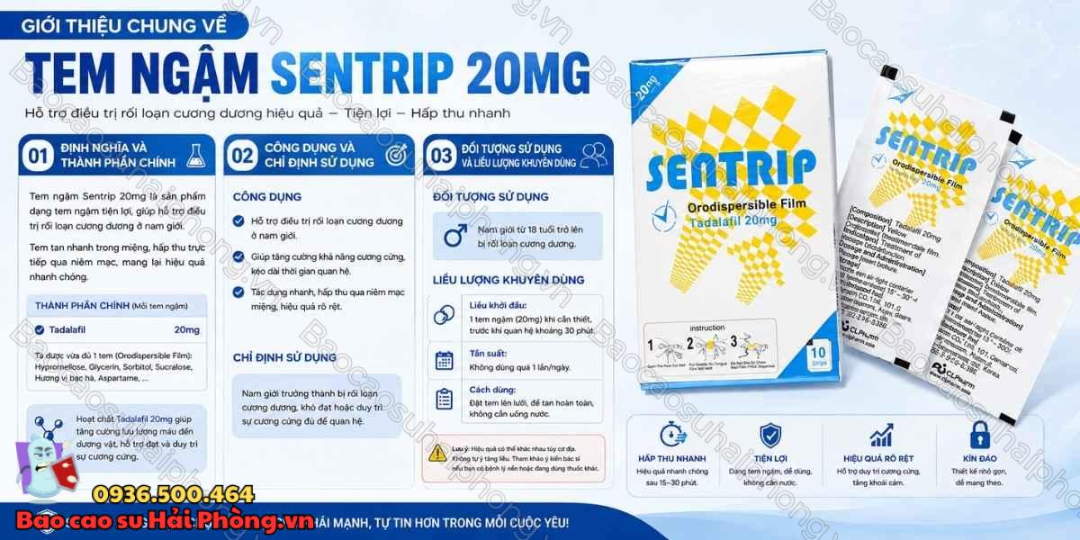 Review Tem Ngậm Sentrip 20mg – Đánh Giá Hiệu Quả