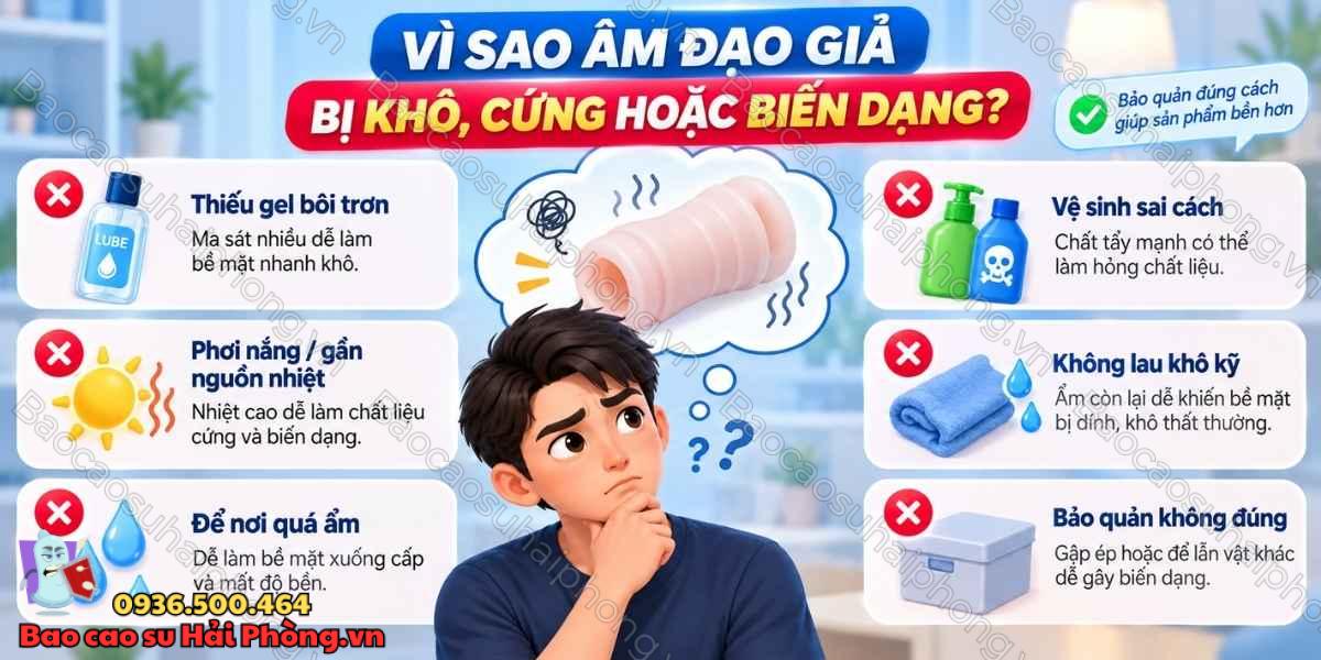 Nguyên nhân khiến âm đạo giả bị khô, cứng hoặc biến dạng