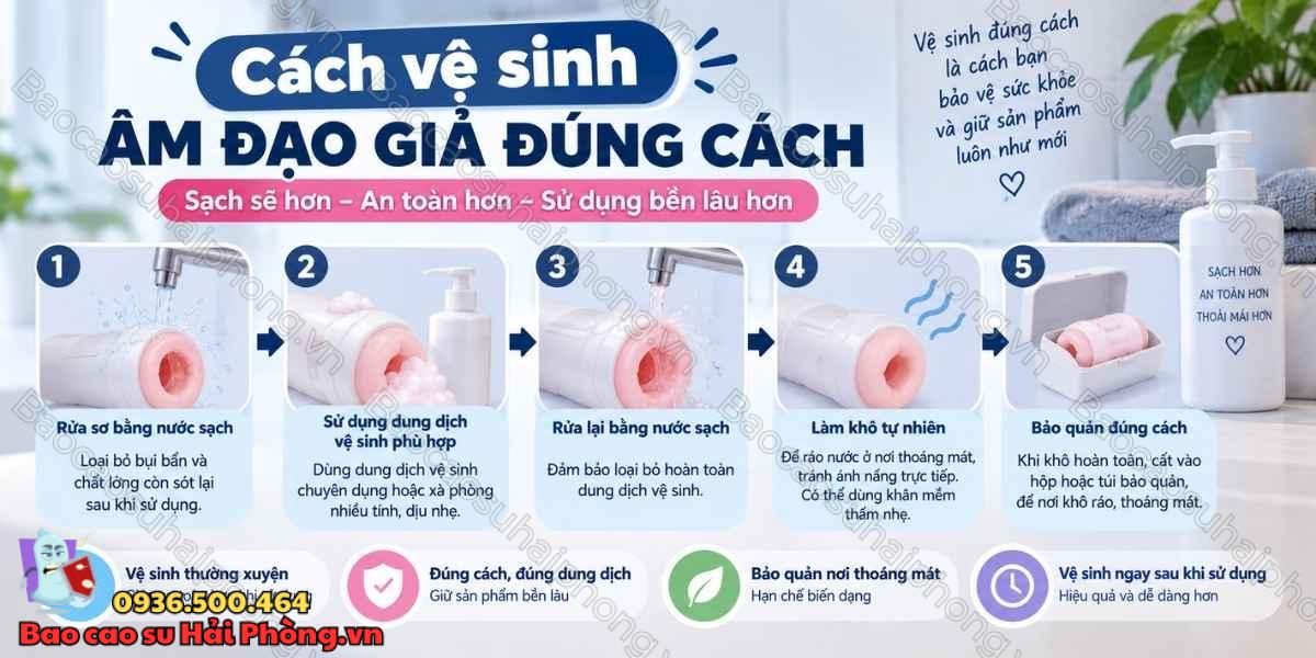 Có nên dùng nước nóng để rửa âm đạo giả không?