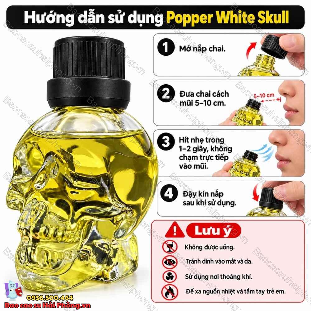 poppers-white-skull (5) Popper White Skull 40ml - Hàng chuẩn USA không rát mũi